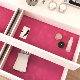 Wallderful Hot Pink Velvet Fabric Wallpaper Drawer Liner for Jewelry Box Pink Shelf Liner Self Adhesive Velvet Flocking Liner Hot Pink Felt for Cabinets Gift Wrapping Box Girls Bedroom Dressers Decor