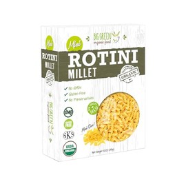 Big Green Organic Food - Organic Mini Millet Pasta, Gluten-Free, Non-GMO, Vegan, Plant-Based, Kids' Favorite, 8.8 oz (8.8oz, 3 Boxes, Rotini)
