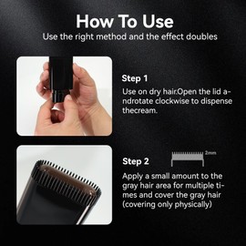 MLSMILE Hair Color Stick,Safe Convenient Waterproof and Sweat-Proof Comb Hair Dye Cream,Black Portable Hair Colouring,2-in-1 Color Correction Stick with Comb to Cover Gray and White Hair