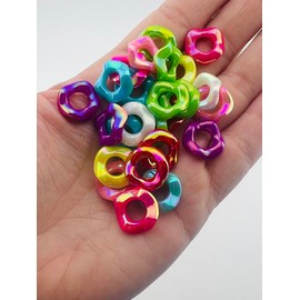 S2-Assorted Color 16MM Wavy Acrylic Spacers, 25 pack- Assorted Colors Including Pink, Blue, Yellow, Brown & More pen topper:_AB Solid