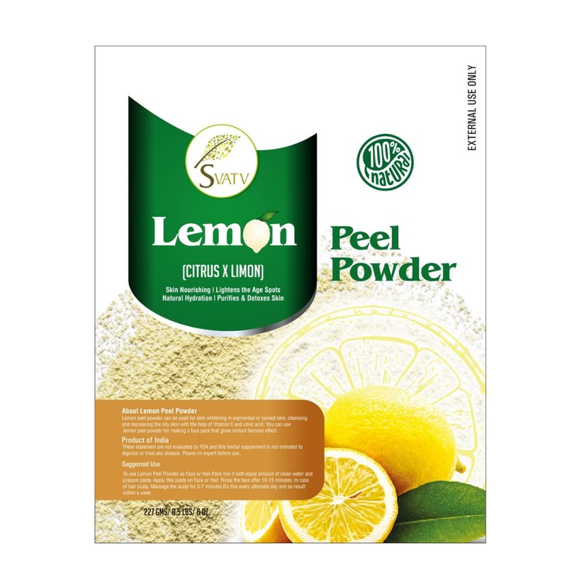 SVATV Lemon Exfoliating Powder, Citrus Limonum, Lemon Peel Powder, Natural,