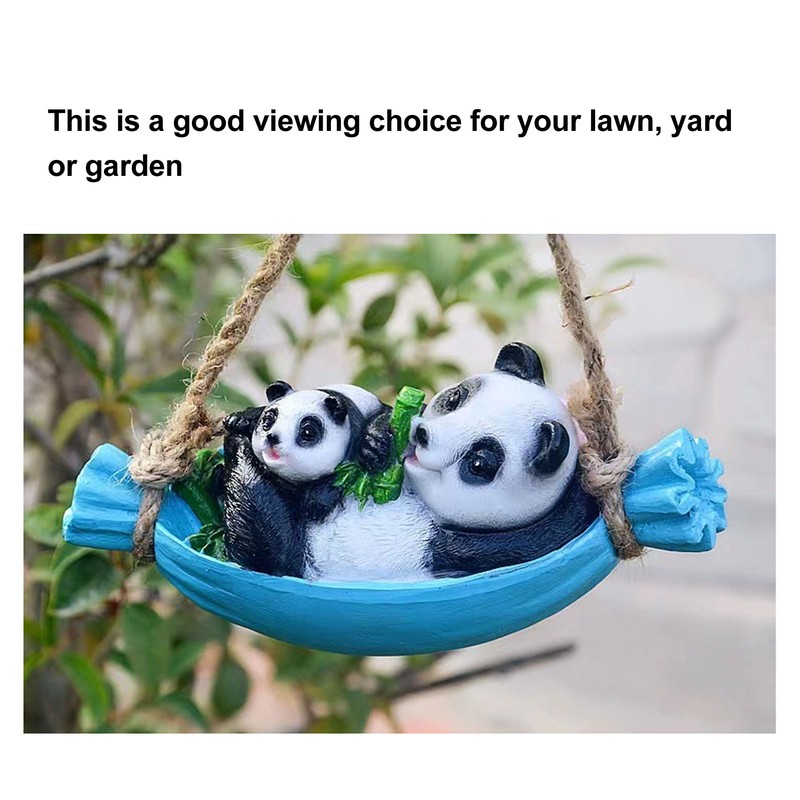 Swing Panda Statue Mother and Baby Panda Lying On The