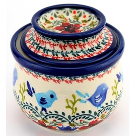 Polish Pottery French Butter Dish - Unikat Design - 4" Diameter - Keeps Butter Fresh & Spreadable - Artistic Stoneware by Zaklady Ceramiczne Boleslawiec