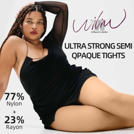 WiliW 2 Pairs Indestructible Plus Size Tights for Women, 10D Rip Resistant Sheer Pantyhose, High Waist Ultra Strong Tights(Natural, 3XL-4XL)