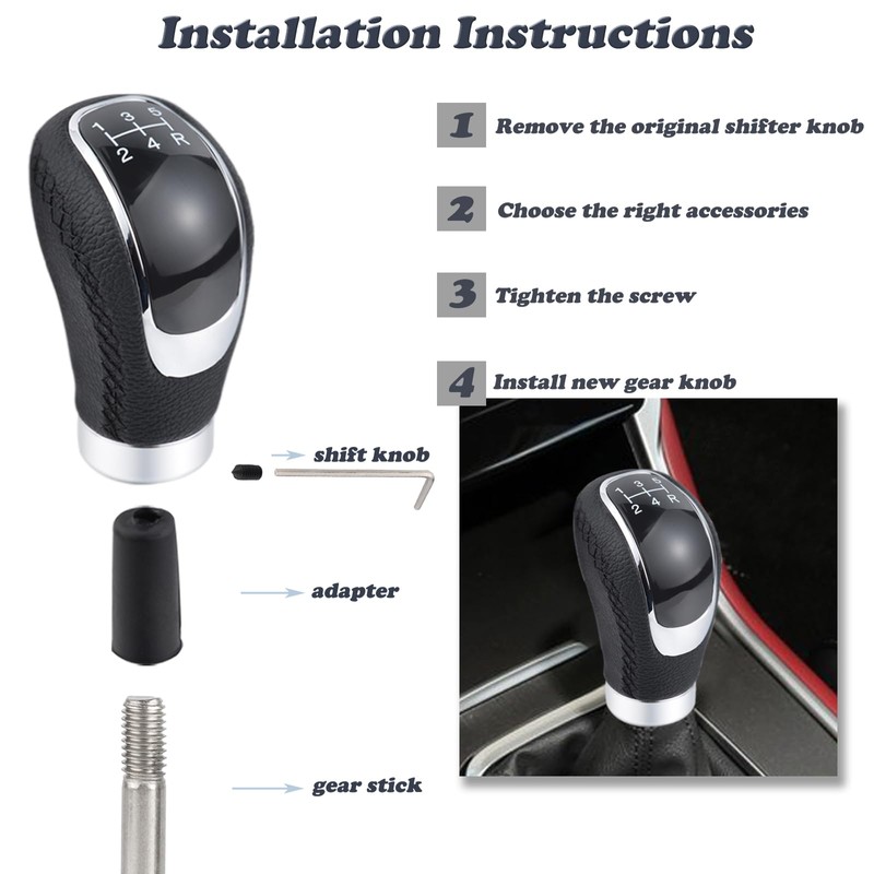 Padaodao 6 Speed Shifter Knob Black Stick Lever Handle Gear