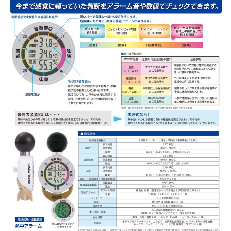 Sanko Techno Black Ball Heat Stroke Index Meter Heat Stroke