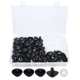 ARTCXC 50Pcs 14 * 20mm Black Plastic Safty Nose Triangle Crocheting Nose with Washers for Amigurumi & DIY Making of Plush Animal Doll Decorations