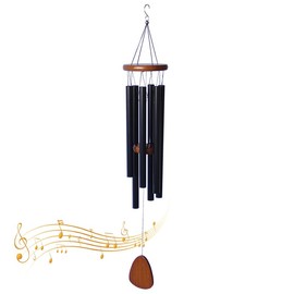 zalati Wind Chime Hollow 6 Aluminum Tube Wind Bells Wood Top & Bottom Decor for Patio Garden Hallway Indoor and Outdoor