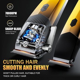 Sodaer Professional Hair Clippers,4 in 1 Hair Clippers for Men,Beard Trimmer& Rechargeable Shaver Set, Metal T-Blade, LED Display, Barber Hair Cutting Kit for Men Grooming &Gifts-Golden