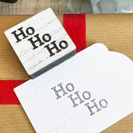 Square Ho Ho Ho Rubber Ink Stamp, Christmas Crafts, Festive Wooden Stamp for Cards Tags Scrapbook, Ho Ho Ho Rubber Stamp
