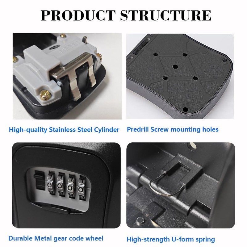 Key Box with Code, Waterproof Dustproof Combination Lock, Corrosion Resistant,