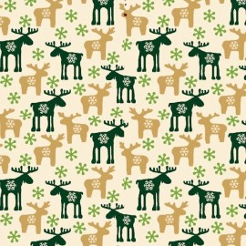Fabri-Quilt Inc Season Greeting Christmas Reindeer Cream 100% Cotton Fabric by The Yard