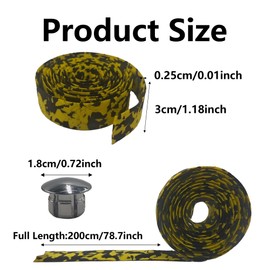 Runseaway 2 Rolls Camouflage EVA Road Bike Handlebar Tape with Bar Plugs, Comfortable Grip Cycling Handle Wraps for Road, Mountain, BMX Bikes(Black & Yellow)