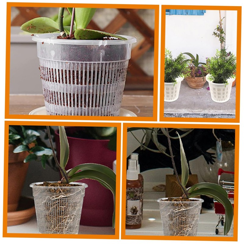 Outanaya 6pcs Breathable Plastic Orchid Pots with Drainage Portable Flower