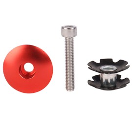 YANRUHFL Bike Headset Stem Top Cap 1-1/8" with Headset Star Nut, M6 x 35mm Bolt (Red)