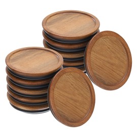 uxcell 12pcs Wide Mouth Mason Jar Lids, 80mm Wooden Canning Lids with Airtight Silicone Seal for Ball, Jars, Coffee