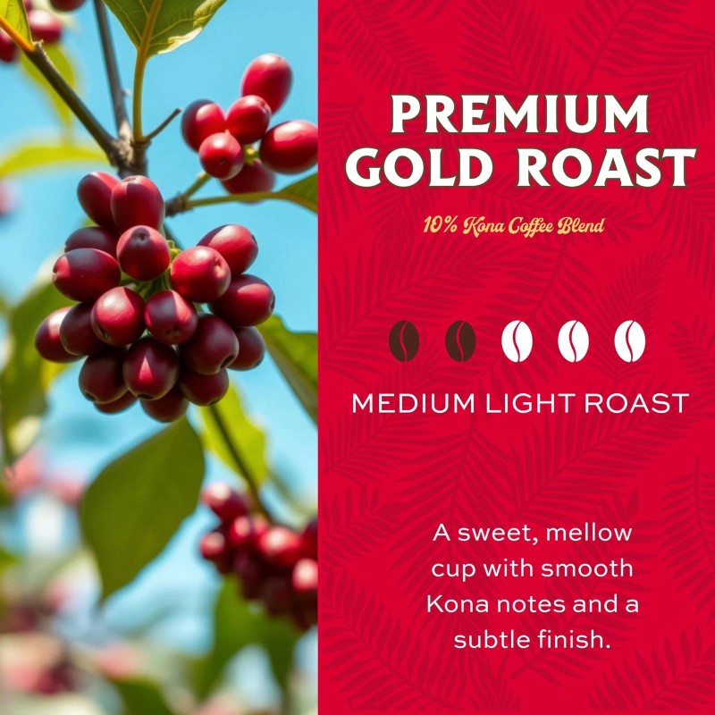 Lion Coffee Kona Blend 24 Ounce Premium Gold Roast Medium