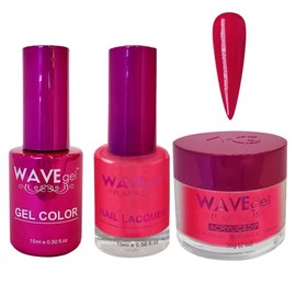 WAVEGEL Soak-Off Gel, Nail Lacquer & Acrylic/Dip Powder Matching Set - Princess Collection - #84 Eliza Red