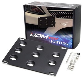 iJDMTOY One Piece Balck Powder Coated Steel Constructed License Plate Holder Bracket, Features 8 Different Mounting Positions w/Angle Adjustable Design (Spare)