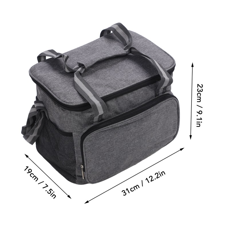 Insulated Lunch Bag Grey Oxford Cloth 15L High Capacity Insulated