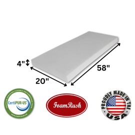 FoamRush 20" x 58" High Density Upholstery Foam Seat Cushion Replacement USA - 4" x 20" x 58" HD
