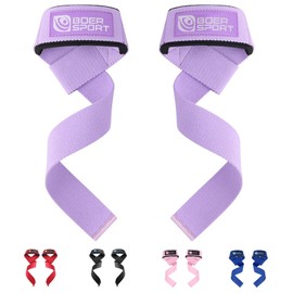 Fitness Weight Lifting Straps Anti Slip Gym Powerlifting Deadlifting Bodybuilding Workout Strength Training Hand Bar Grips Neoprene Gel padded Wrist Support Unisex Men Women (Purple)