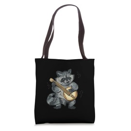 Cottagecore Raccoon Playing Banjo Trash Panda Banjo Player Tote Bag