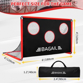 BAGAIL Soccer Goal, 2-in-1 Soccer Net with Targets, 6x4 FT Pop Up Soccer Trainer for Backyard with Detachable Target Cloth and Carry Bag, Indoor Outdoor Fun Soccer Game for Kids and Teens - Red