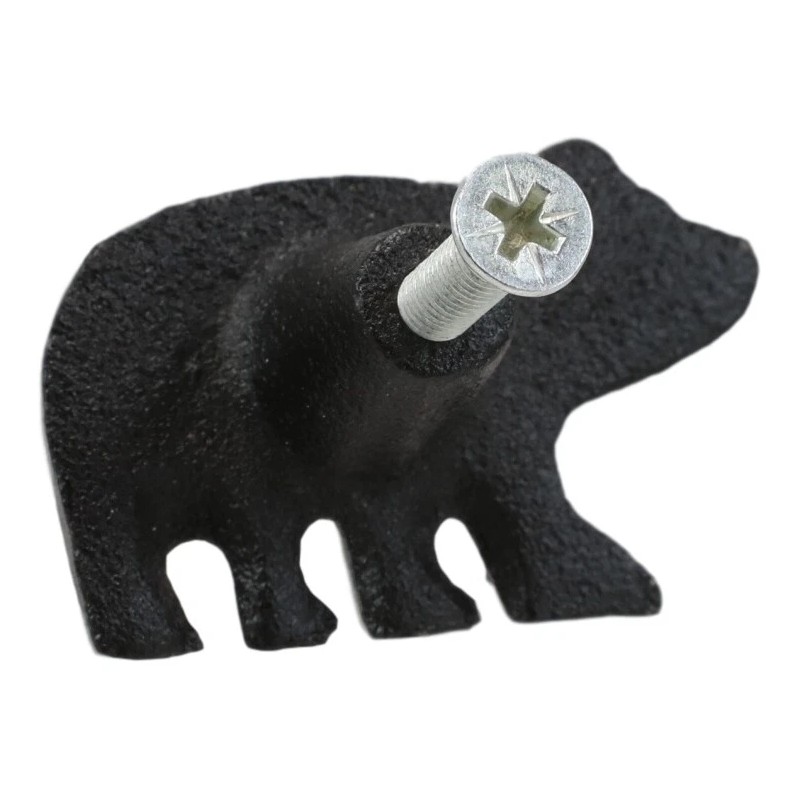 Cast Iron Rustic Western Black Bear Drawer Cabinet Door Knobs