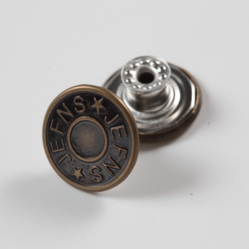 20 Set 17mm Replacement Jeans Buttons - Metal Snap Denim
