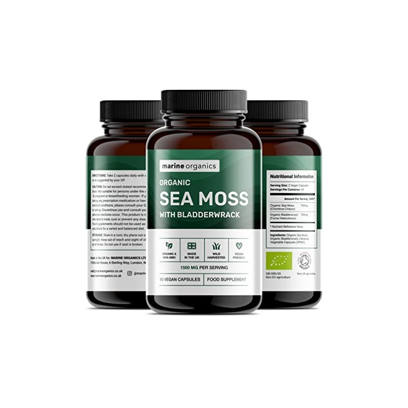 MarineOrganics Organic Sea Moss Capsules - 90 Irish Sea Moss