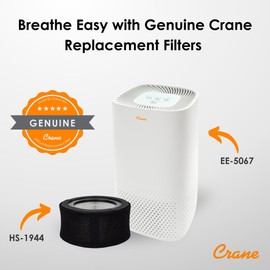 Crane Genuine Air Purifier Replacement Filter For Model EE-5067, HS-1944 HEPA Air Filter Replacement, Pack Of 1, 3-Stage Filtration For Better Indoor Air Quality