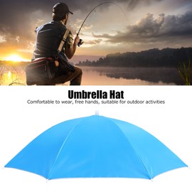 Umbrella Hat, Waterproof Foldable Portable Polyester Fishing Cap Elastic Headband Easy to Wear Sun Rain Multifunction Headwear Umbrella Hat for Fishing Golf Camping Beach(Light Blue)