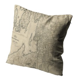 Sokiiy Vintage Map of Newport Rhode Island 1901 Modern Hidden Zipper Home Sofa Decorative Throw Pillow Cover Cushion Case European Square 26x26 Inch Two Sides Design Printed Pillowcase