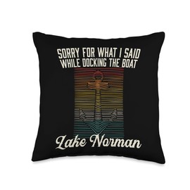 North Carolina Souvenir Pedal Boat Witty Retro Sorry for What I Said While Docking The Boat Throw Pillow, 16x16, Multicolor