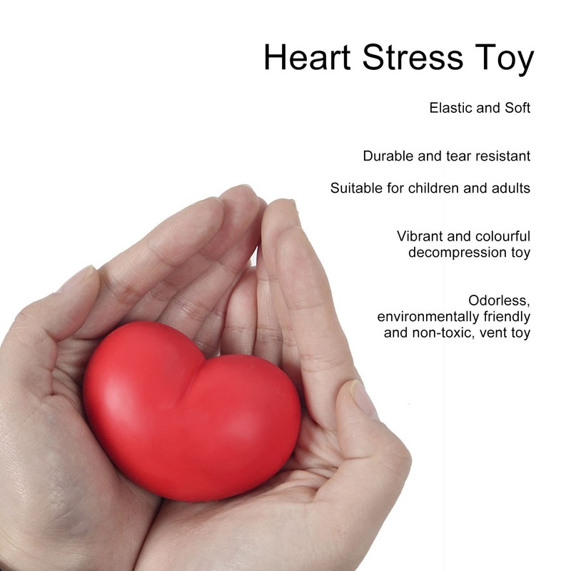 12 Pcs Heart Stress Toy Elastic Soft Simulation Rubber Red