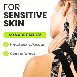 TapeGeeks Kinesiology Tape Physio Tape Bandage Tape Kinesiology Tape Roll Kinesiology Tape for Face Medical Tape for Skin Dynamic Tape