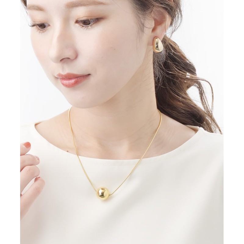 VingTAINE C3348 Necklace, Metal Ball, Sliding Chain, Slider Chain, Simple