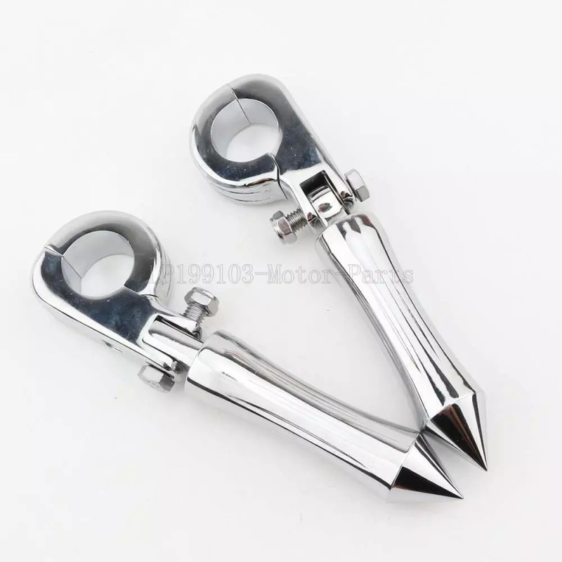 Unbranded Chrome Highway Spiked Foot Pegs Clamps for Harley Touring