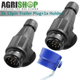 AGRISHOP 13 Pin Trailer Plug,2pcs 13 pin Male Trailer Plug,13pin Trailer Electric Plug, 13pin Towbar Plug,Trailer Plug Holder,RV Car Auto Caravan Towing Plug 7pin