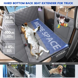 AIEDOULER Back Seat Extender for Dogs, Hard Bottom Dog Seat Cover for Truck Back Seat, Dog Hammock for Truck XL Size Fits for Crew Cab F150, RAM1500, Sierra, Silverado,Tundra, Titan(59‘x29’)