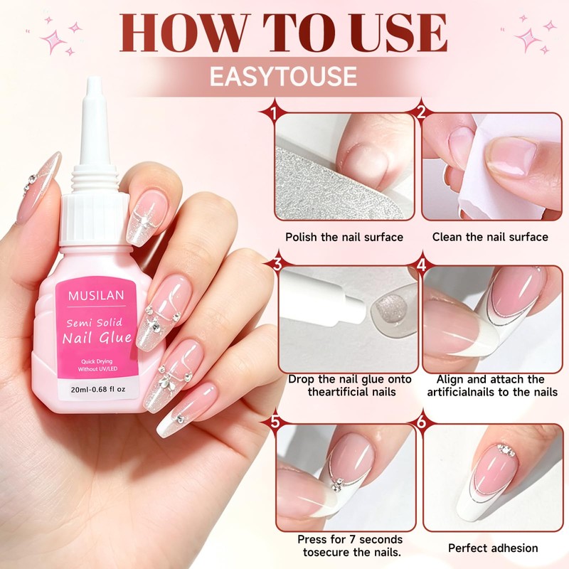 Nail Glue and Glue Remover Kit for Press On Acrylic