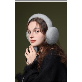 Winter Ear Muffs Faux Fur Warm Earmuffs Cute Ear Cover Foldable Ear Warmers Cold Weather Earmuffs for Women Girls (Grey, One size)