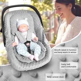 Infant Car Seat Cover Liner, Carseat Cover Liner and Protection for Baby Boys Girls, Soft Comfortable, Machine Washable, Universal Fit (Grey)