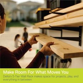 Delta Heavy Duty Lumber Storage Rack Cycle, Holds Up to 800 lbs - Easy to Install Wood Storage Rack with Fully Adjustable Arms - Steel Construction Storage Solution for Garage, Basement & Pantry