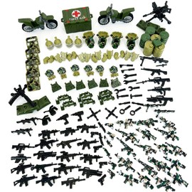 168 Pcs Military Weapon Guns Pack, Accessories for Army Minifigure Block Toys, Helmets Soldier Equipment Shields for Army Soldiers Set Building Block Kits