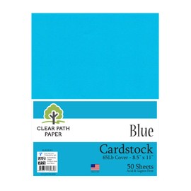 Blue Cardstock - 8.5 x 11 inch - 65Lb Cover - 50 Sheets - Clear Path Paper