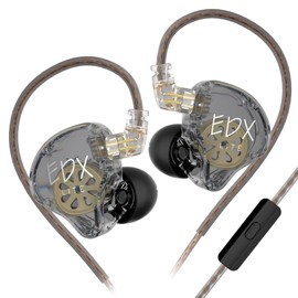 KZ EDX Lite HiFi Headphones, Superlinear Dynamic Driver Unit IEM In-Ear Monitor with Removable OFC Cable, High Resolution Microphone for Pop, ACG, Live (Grey, with Microphone)