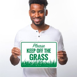 Horizontal Please Keep Off The Grass Sign, 10x14 Inches, 55 mil Thick HDPS (high Density polystyrene), Made in USA