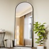 Koonmi Arched Full Length Mirror, 65"x24" Arched Black Floor Mirror,